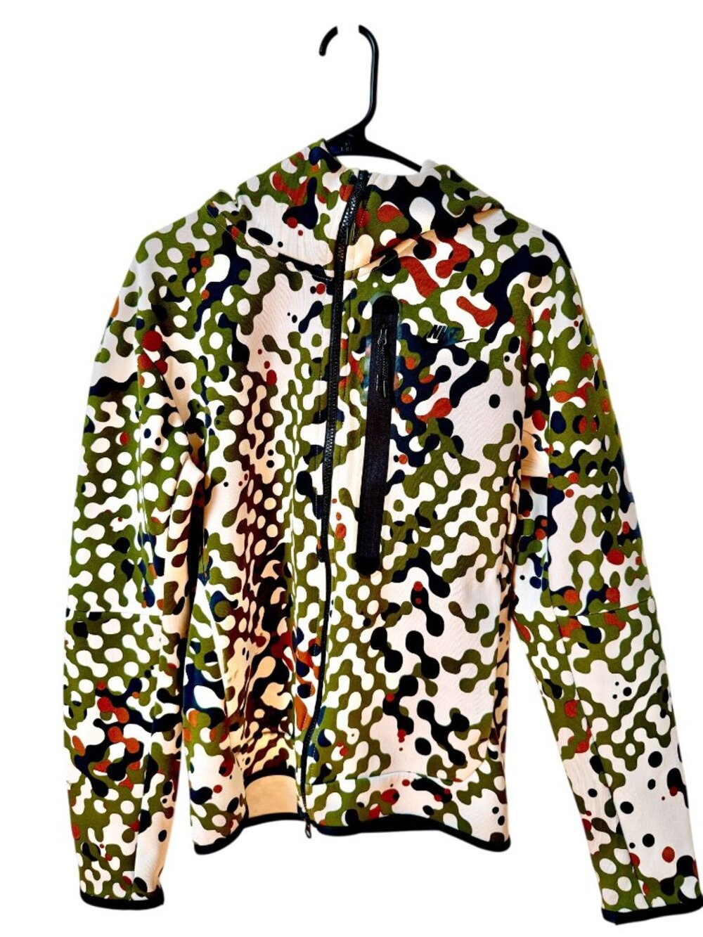Nike Sportswear Tech Fleece Mens Full-Zip Hoodie Rough Green Camo, Sz. Small - Picture 2 of 7
